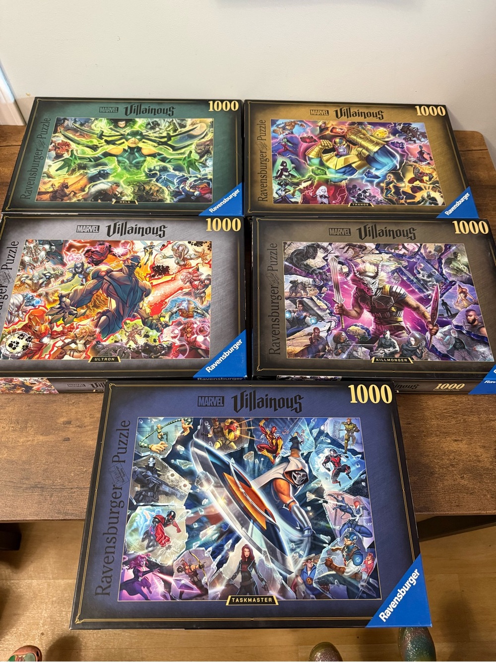 Lot of Five Ravensburger Marvel Villainous 1000-Piece Puzzles